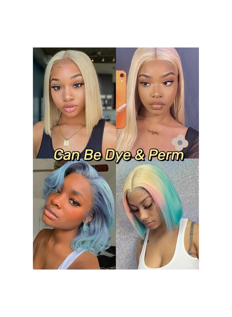 إستيل شعر مستعار بشري بدانتيل أمامي، شعر مستعار قصير من الدانتيل الأمامي للنساء (12 بوصة، 613 أشقر) - Image 4