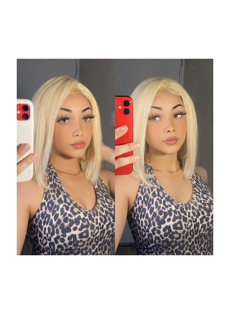 إستيل شعر مستعار بشري بدانتيل أمامي، شعر مستعار قصير من الدانتيل الأمامي للنساء (12 بوصة، 613 أشقر) - Image 2