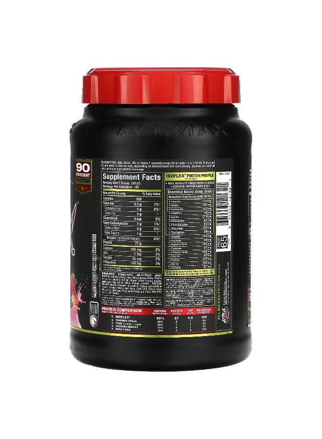 Allmax ALLMAX, ISOFLEX®, Pure Whey Protein Isolate, Strawberry, 2 lbs (907 g)  - Image 2