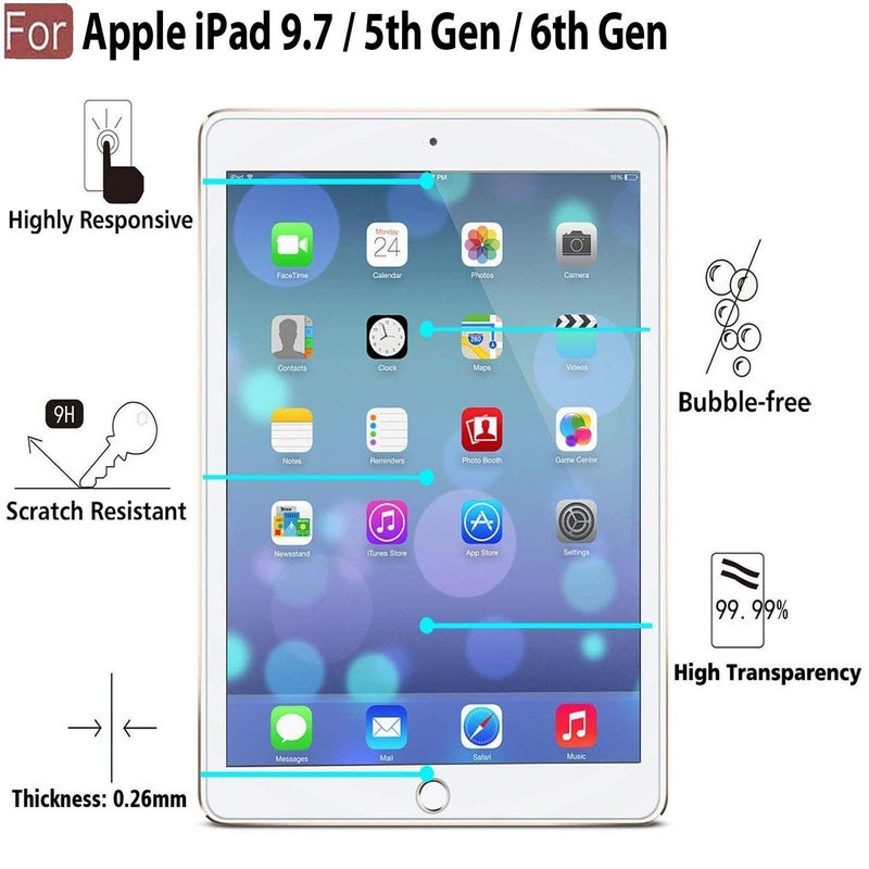 Cedo iPad 5th Gen / 6th Gen (9.7 inch) Tempered Glass | Screen Protector Clear Tempered Glass for iPad Tab 9.7 inch 5th (2017) / 6th Generation (2018) - Image 5