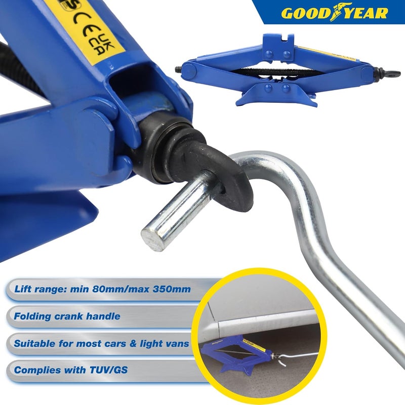 GOODYEAR 1 Ton Professional Scissor Jack for Car Van - Speed Wind Crank Handle - Image 5