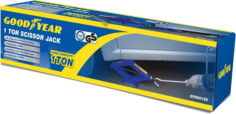 GOODYEAR 1 Ton Professional Scissor Jack for Car Van - Speed Wind Crank Handle - Image 3