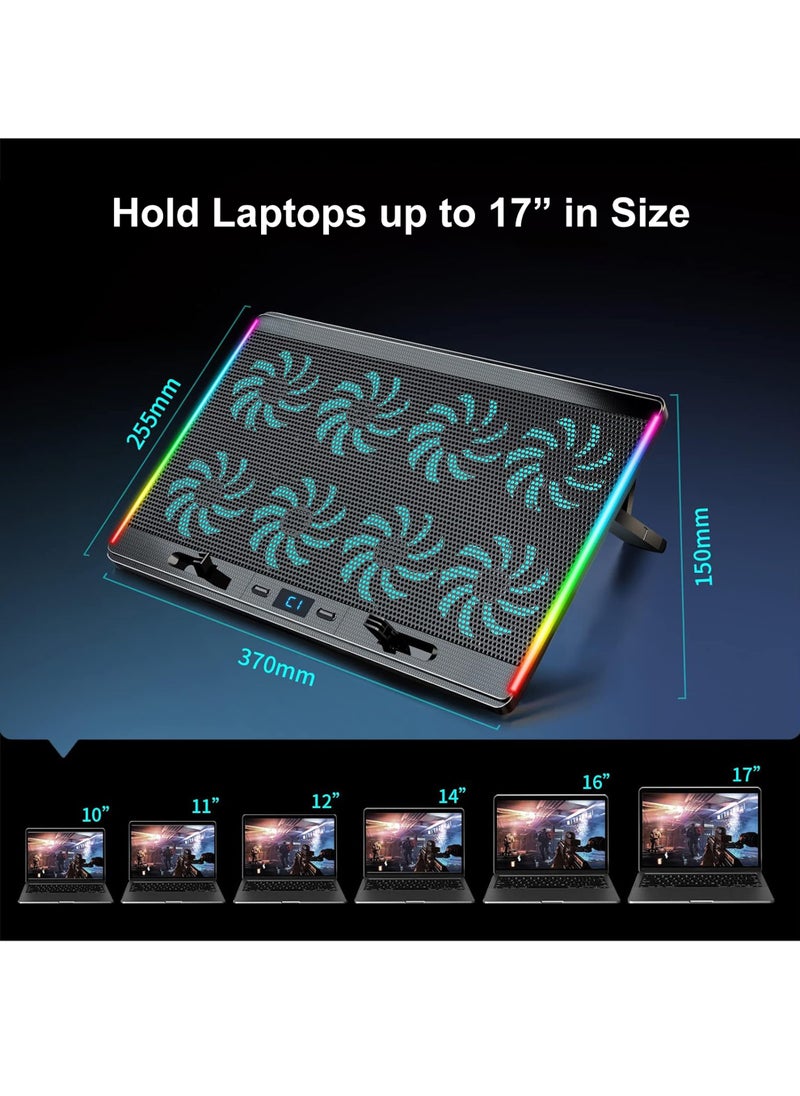 Uwals - Laptop Cooling Pad with 8 Quiet Fans 7 Angles 2 USB Port, Laptop Cooler for 12.1-17.3" Laptop - Image 1