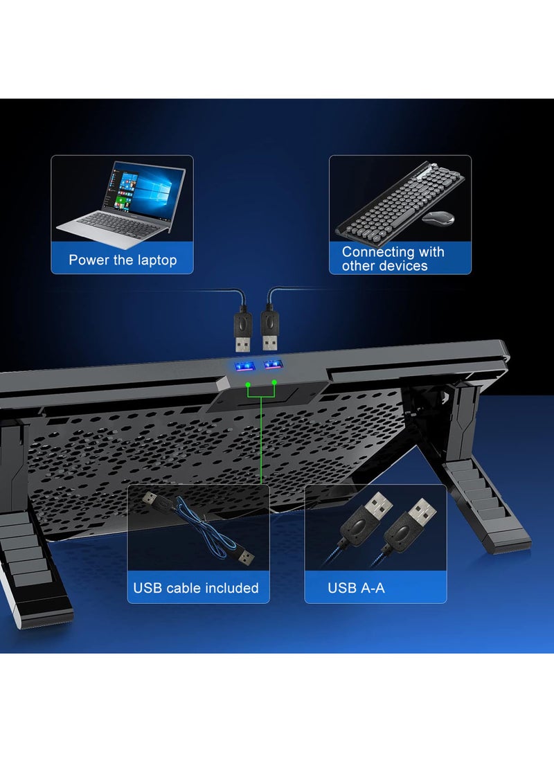Uwals - Laptop Cooling Pad with 8 Quiet Fans 7 Angles 2 USB Port, Laptop Cooler for 12.1-17.3" Laptop - Image 1