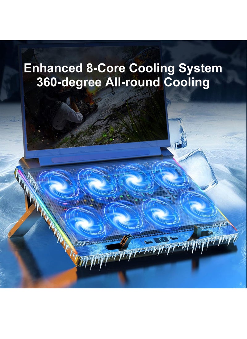 Uwals - Laptop Cooling Pad with 8 Quiet Fans 7 Angles 2 USB Port, Laptop Cooler for 12.1-17.3" Laptop - Image 1