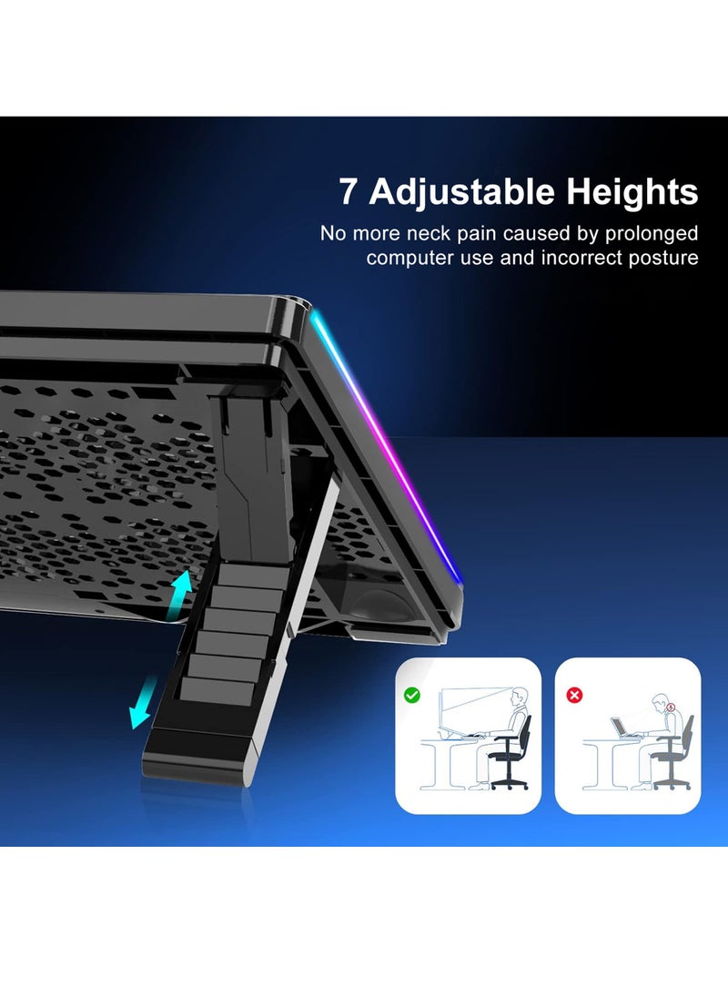 Uwals - Laptop Cooling Pad with 8 Quiet Fans 7 Angles 2 USB Port, Laptop Cooler for 12.1-17.3" Laptop - Image 1