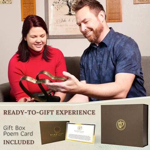 DCAPILLA Wedding Anniversary Couples Gift - Two Hearts and Cross Iron Sculpture, Heart Decoration Gift for Her and Him, 1st to 50th or 60th Anniversary, Includes Present Box and Poem Card - Image 3