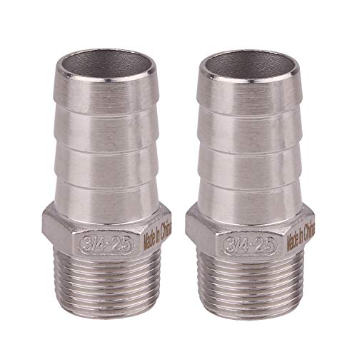 DERNORD Stainless Steel 1" Hose Barb x 3/4" NPT Male - Home Brew Pipe Fitting Pack of 2 - Image 3