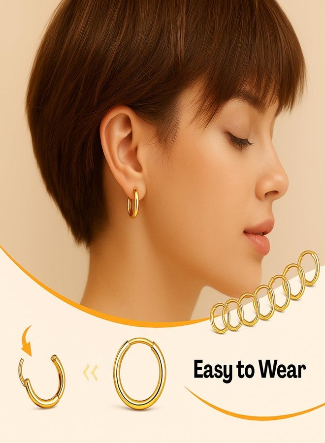 Flavizo 5 Pairs Hoop Earrings for Women, Golden Hoop Earring Set with Sizes 6mm/8mm/10mm/12mm/14mm, Small Hoops Earrings for Women - Image 4