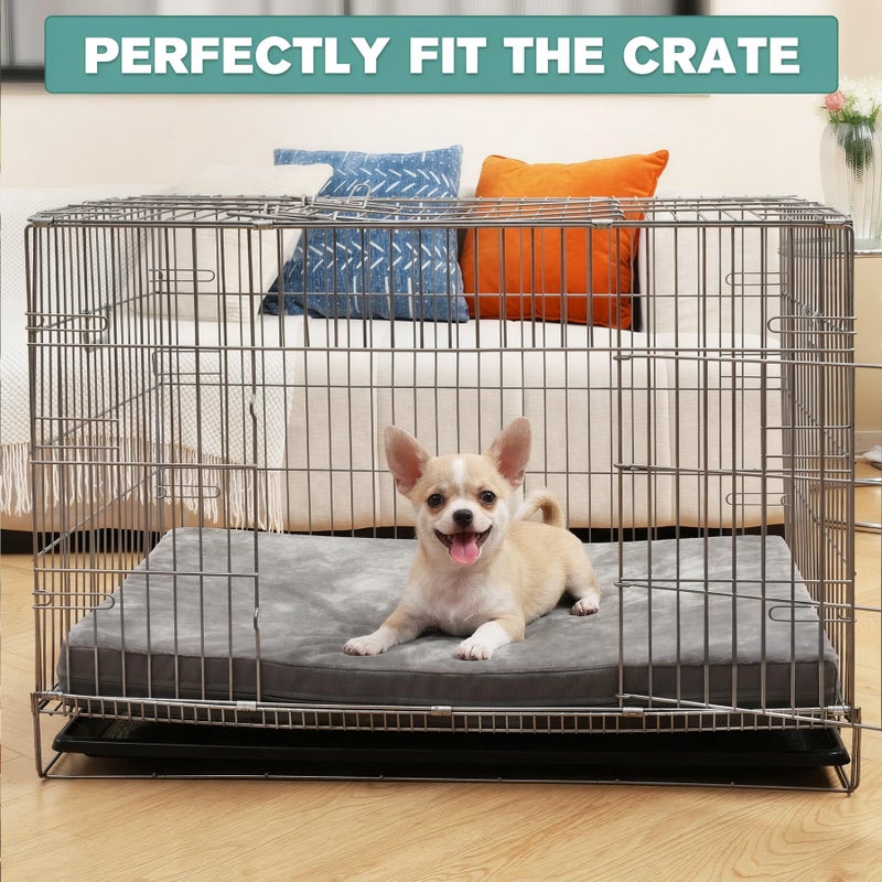 Vonabem Waterproof Small Dog Bed Crate Pad 24 inch, Outdoor Washable Puppy Bed Orthopedic with Removable Cover Reversible, Foam Cat Bed Kennel Pad 23" x17, Durable Anti-Slip Bottom, Gray - Image 4