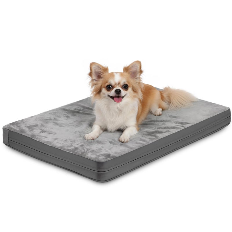 Vonabem Waterproof Small Dog Bed Crate Pad 24 inch, Outdoor Washable Puppy Bed Orthopedic with Removable Cover Reversible, Foam Cat Bed Kennel Pad 23" x17, Durable Anti-Slip Bottom, Gray - Image 1