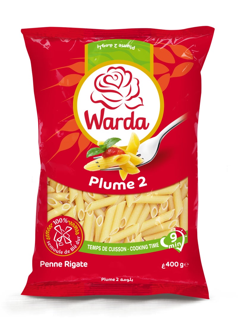 WARDA Penne Pasta (Plume) | 400g | 100% Durum Wheat Semolina Tube Pasta for Sauces