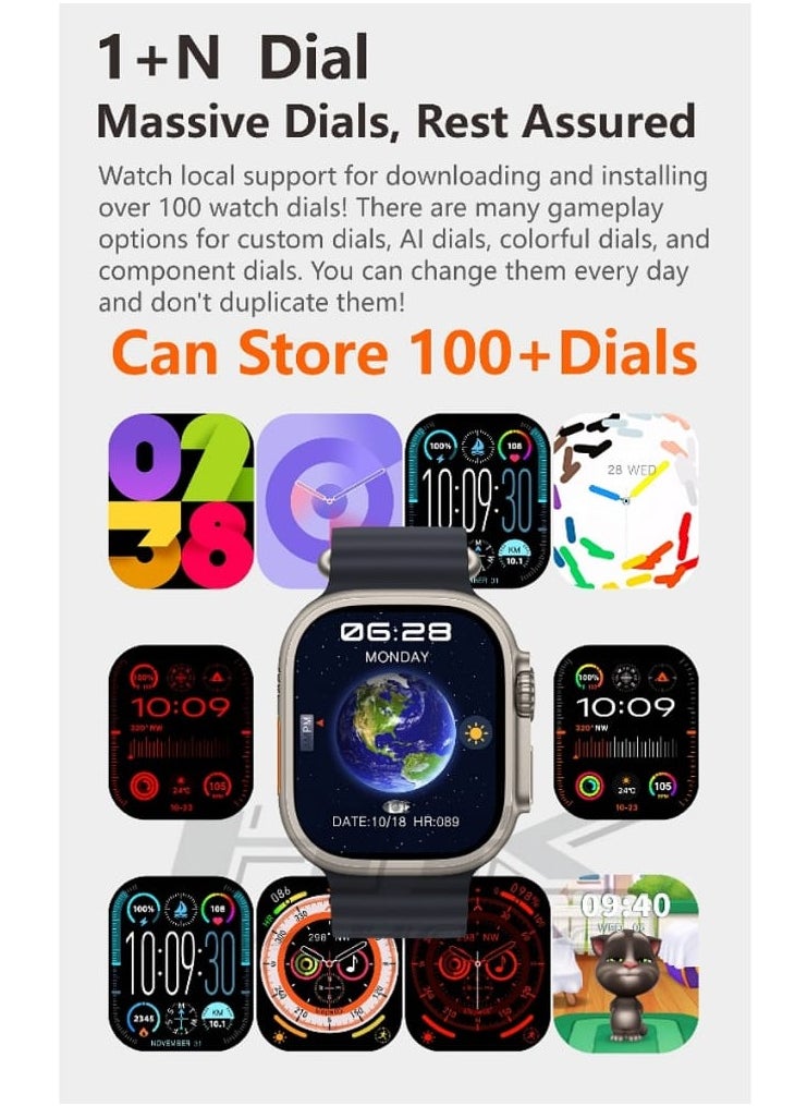 2024 HK9 Ultra 2 MAX AMOLED  Smart Watch OpenAl's New ChatGPT Wearfit GPT 2.0 Application Market Live Photo Preview TWS Wireless Headphones Local Album Wrist Ebook 3D Visual Action With 2 Extra Strap