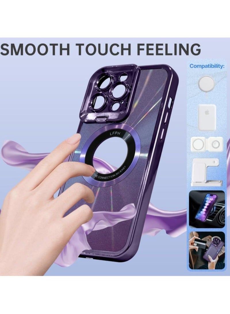 Captaintech For iPhone 15 Pro Max Case with Camera Stand, 【Compatible with MagSafe】 【Built-in Camera Ring Stand】, Military-Grade Protection, Magnetic Case for 15 Pro Max 6.7" 2023, Purple - Image 4