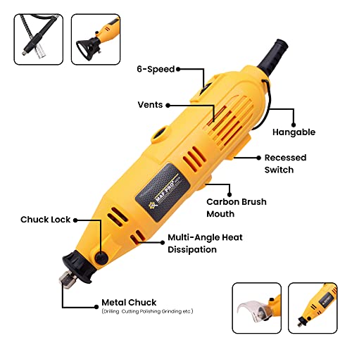 MAF PRO MG350S 350PCS Die Grinder Kit | 130W Corded + 12V Mini Rotary Tool | 8,000-30,000 RPM Variable Speed | Quick-Change Collet | Flexible Shaft | Precision Rotary Tool Kit with Carry Case - Image 2