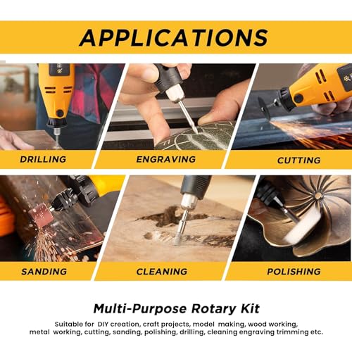 MAF PRO MG350S 350PCS Die Grinder Kit | 130W Corded + 12V Mini Rotary Tool | 8,000-30,000 RPM Variable Speed | Quick-Change Collet | Flexible Shaft | Precision Rotary Tool Kit with Carry Case - Image 5