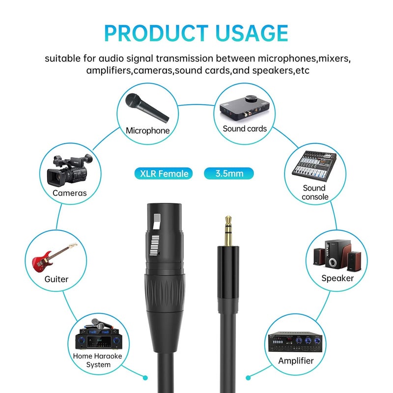 Yinker Global upgraded economical craftsmanship 3.5mm to XLR Female Microphone Cable, 5ft 1/8 Inch TRS to XLR Female 3 Pin Microphone Cable Mic Cord Balanced Stereo Fine polished finish - Image 3