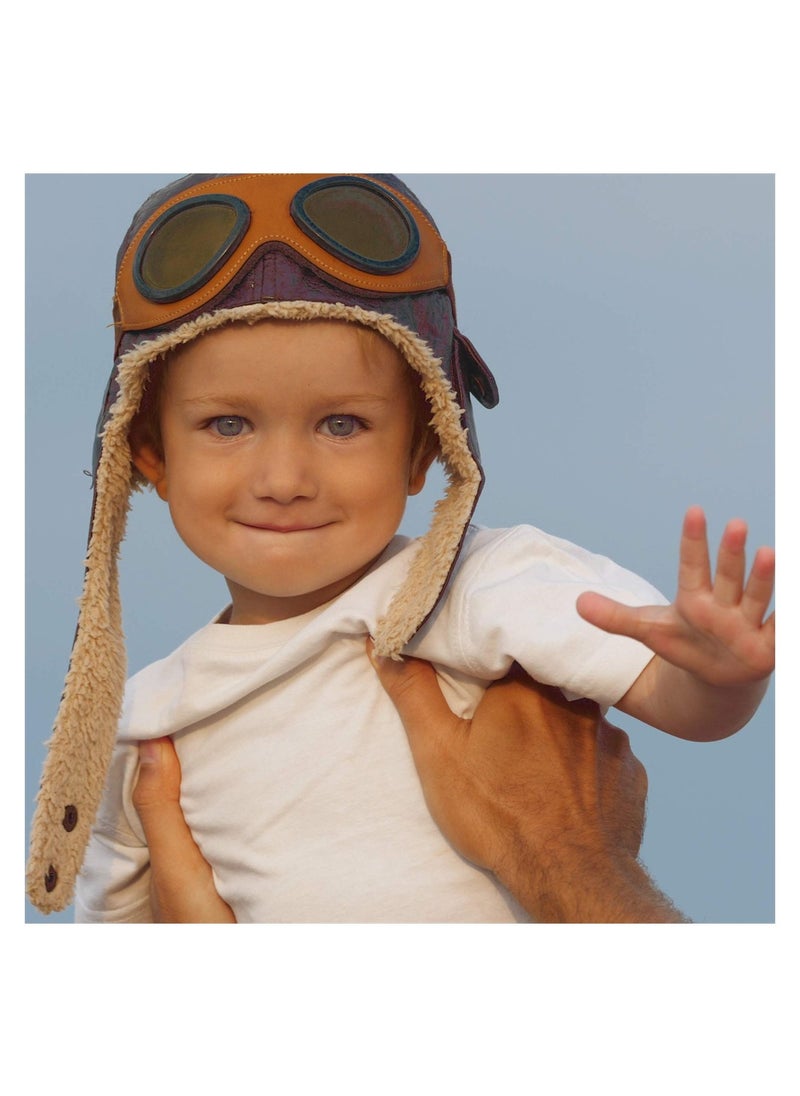SYOSI - Children Pilot Aviator Hat with Goggles, Warm Baby Kid Winter Earflap Pilot Cap Aviator Hat, Beanie Flight Helmet with Earmuffs  for Baby Toddler Kids - Image 1