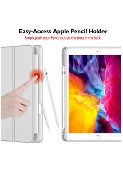 MIGOFAST iPad 9.7 Case 2018 2017 Model 6th 5th Generation Smart Cover with Pencil Holder and Soft Baby Skin Silicone Back and Full Body Protection Auto Wake Sleep Cover Silver Gray  - Image 2