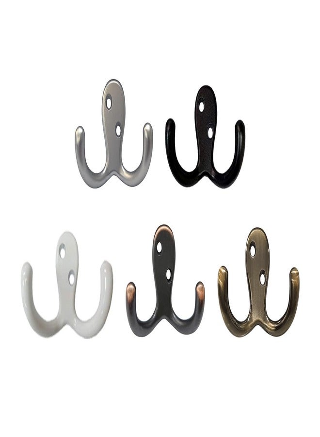 QCAA Premium Double Robe Hook, 2-3/4", Zinc Die Cast, Satin Matte Nickel, Made in Taiwan, 5 Pack - Image 2