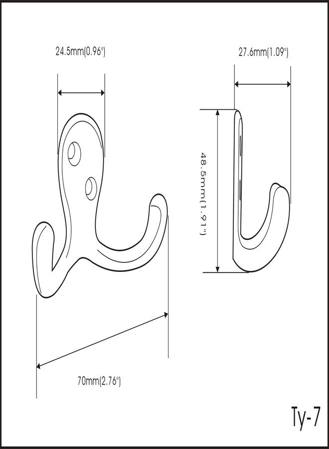 QCAA Premium Double Robe Hook, 2-3/4", Zinc Die Cast, Satin Matte Nickel, Made in Taiwan, 5 Pack - Image 3