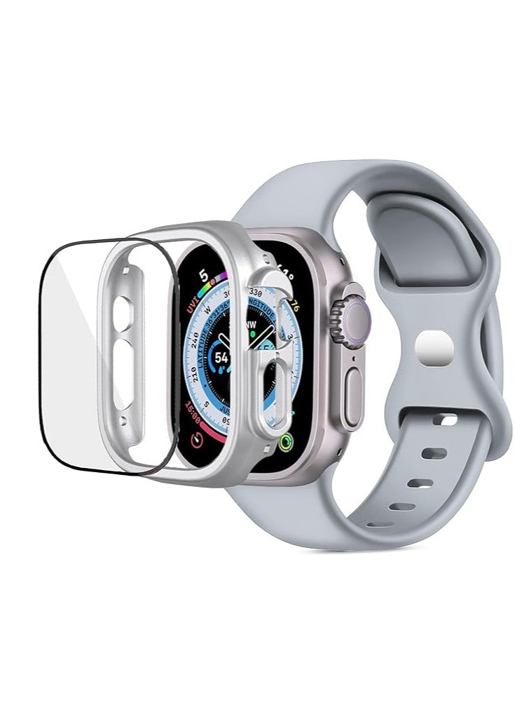 and with Case For Apple Watch 46mm,Adjustable Silicone Sport Wristband Replacement, Strap With Cover Built-in Glass Screen Protector for iWatch S10. - Image 1