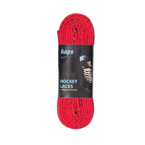 Kaps Polyester Waterproof Skate Laces – Exceptional Tensile Strength 190 daN – Water Resistant – For Ice Hockey Skates - Red & Black - 108inch - Image 1