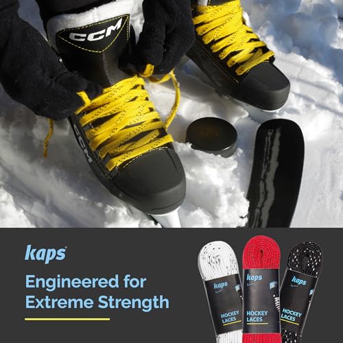 Kaps Polyester Waterproof Skate Laces – Exceptional Tensile Strength 190 daN – Water Resistant – For Ice Hockey Skates - Red & Black - 108inch - Image 3