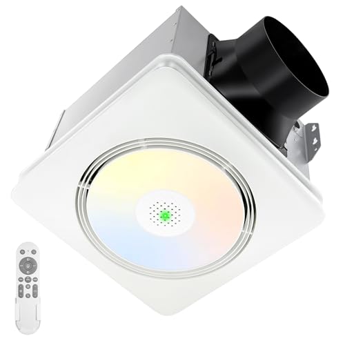 GROWNEER Bathroom Exhaust Fan with Humidity Sensor 110160 CFM 10 Sone Bathroom Vent Fan with Light  Heater 1800W Heating 1500lm 2700K4000K5000K  Nightlight Remote Control