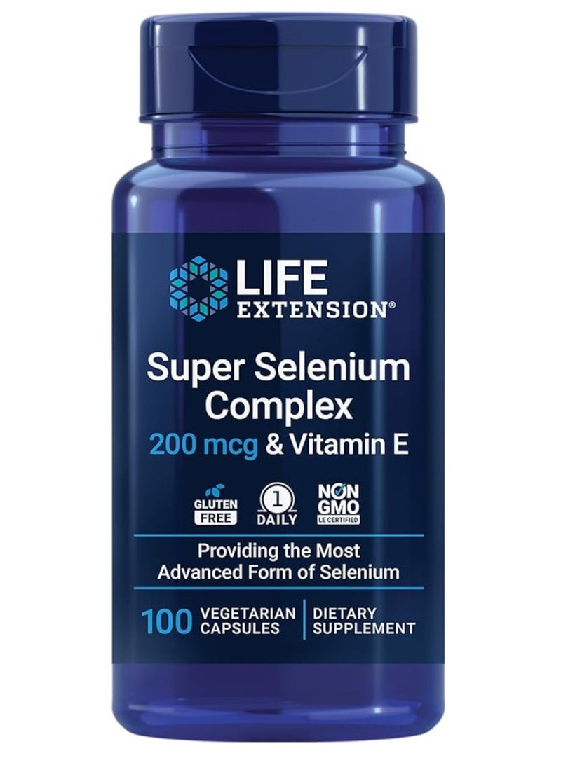 Life Extension Super Selenium Complex & Vitamin E, 3-Form Selenium Blend for Thyroid, Immune & Antioxidant Support, Gluten-Free – 100 Vegetarian Capsules - Image 1