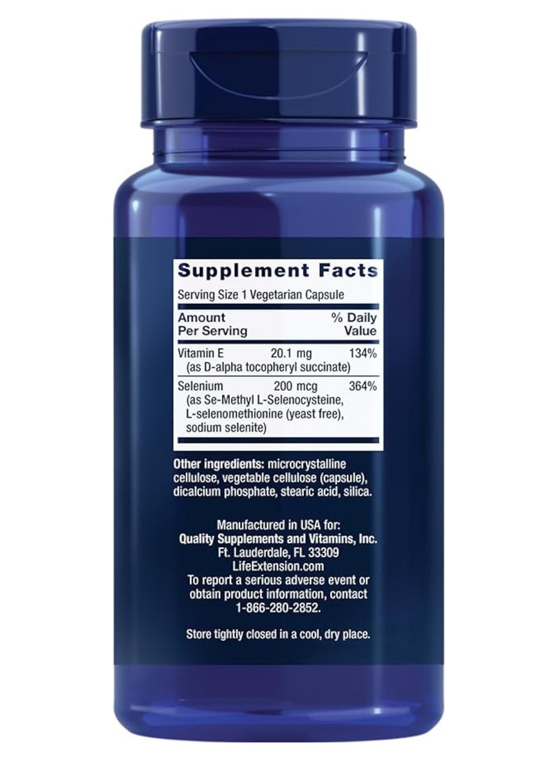 Life Extension Super Selenium Complex & Vitamin E, 3-Form Selenium Blend for Thyroid, Immune & Antioxidant Support, Gluten-Free – 100 Vegetarian Capsules - Image 2