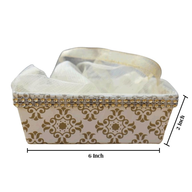SCISSORS CRAFT Printed Hardboard Gift Hamper with Golden Net Pack of 5 6x6x2 - Image 5