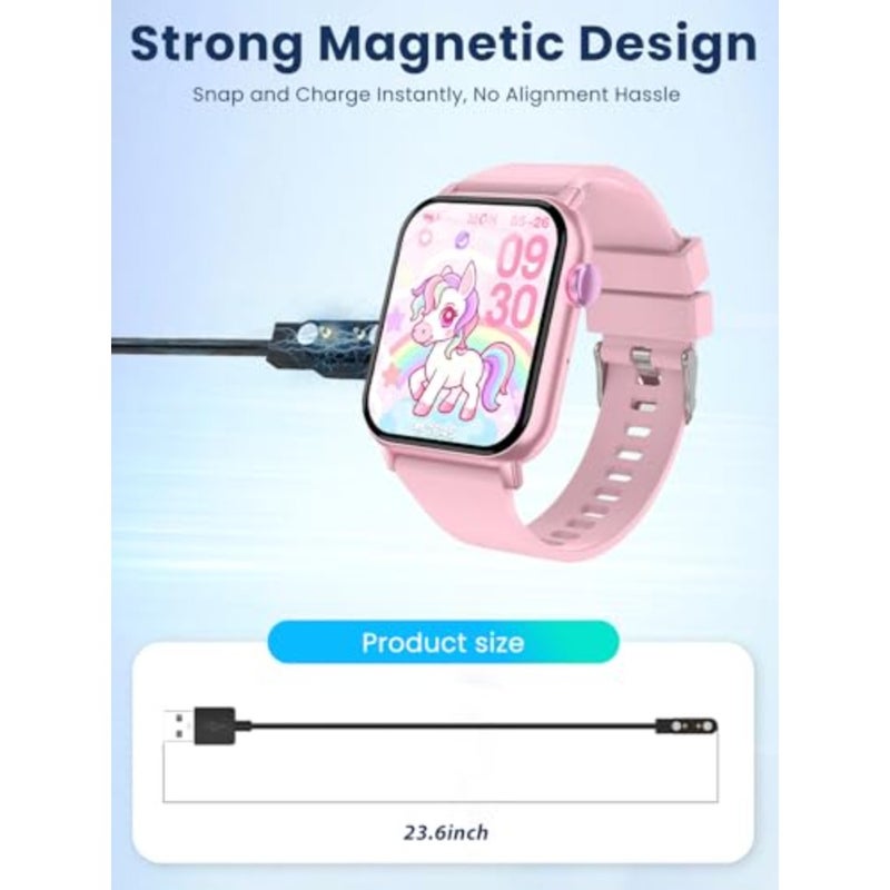 2Pcs Charger Cable for ganopterygon TK09 1.83inch Smartwatch Durable Black Charging Cord with Protective Design, Includes USB-C Adapter for Convenient Power Connection - Image 3