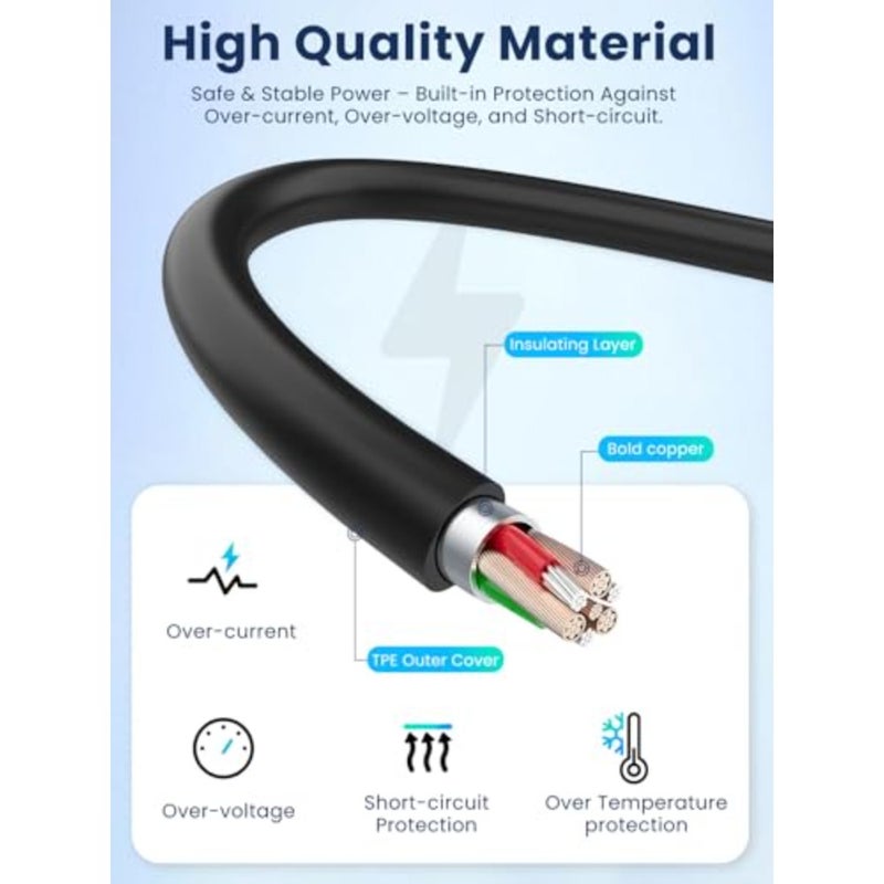 2Pcs Charger Cable for ganopterygon TK09 1.83inch Smartwatch Durable Black Charging Cord with Protective Design, Includes USB-C Adapter for Convenient Power Connection - Image 2