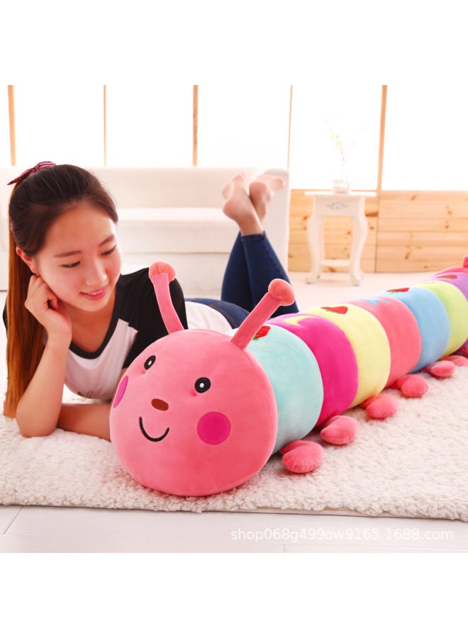 Cute Caterpillar Doll Plush Toy Lying Pillow Pregnant Women Clip Leg Long Pillow Animal Birthday Gift Doll-Color:Pink-Height:110cm