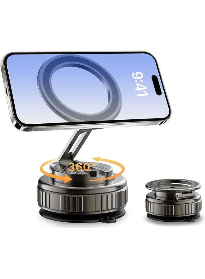 PADOM Phone Holders for Your Car, Ultra Vacuum Suction Cup Magnetic Car Phone Holder 360° Adjustable Foldable Car Phone Mount Compatible with iPhone All Smartphones Car (G712) - Image 1