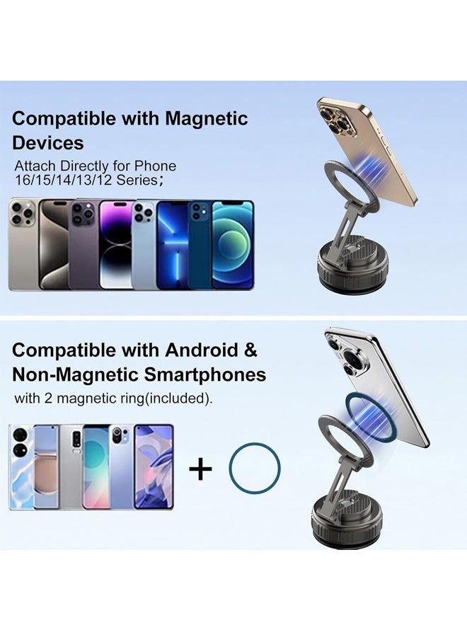 PADOM Phone Holders for Your Car, Ultra Vacuum Suction Cup Magnetic Car Phone Holder 360° Adjustable Foldable Car Phone Mount Compatible with iPhone All Smartphones Car (G712) - Image 3