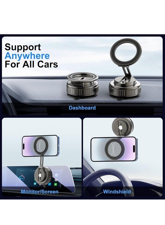 PADOM Phone Holders for Your Car, Ultra Vacuum Suction Cup Magnetic Car Phone Holder 360° Adjustable Foldable Car Phone Mount Compatible with iPhone All Smartphones Car (G712) - Image 4