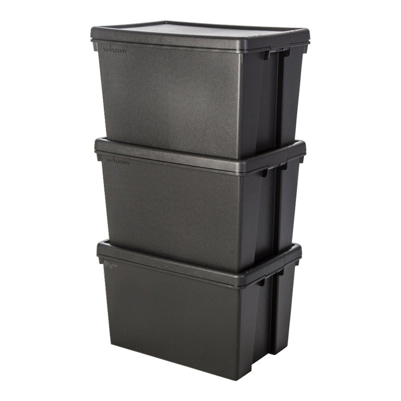 Wham Bam Recycled Storage Box and Lid Black 62Ltr
