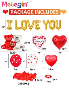 Anniversary Decorations Set, Valentine's Day Decorations, Confession Supplies Kit with 18 Balloons with Heart Patterns, 1 I Love You Foil Balloon, 1 Large Balloon in Shape of 2 Bears Holding Heart Sign and Other Accessaries, DIY Romantic Party Supplies, Suitable for Anniversary, Proposal and Confession - pzsku/Z24B0F2419179148B1F70Z/45/_/1736846638/d8f516e0-2862-4cd0-a55b-636156fce4f1