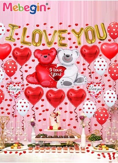 Anniversary Decorations Set, Valentine's Day Decorations, Confession Supplies Kit with 18 Balloons with Heart Patterns, 1 I Love You Foil Balloon, 1 Large Balloon in Shape of 2 Bears Holding Heart Sign and Other Accessaries, DIY Romantic Party Supplies, Suitable for Anniversary, Proposal and Confession - pzsku/Z24B0F2419179148B1F70Z/45/_/1736846655/128a9cab-7106-448e-b531-5bd40f480619