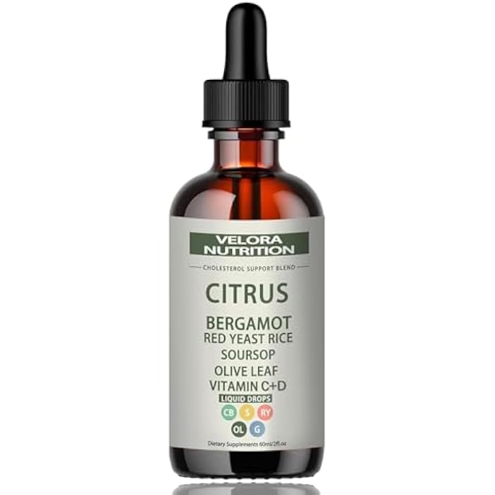 velora Red Yeast Rice Cholesterol Cleans Drops with Citrus, Bergamot, Red Yeast Rice, Soursop, Olive Leaf, Vitamin C+D, Natural, Non-GMO, Vegan 2 fl oz (1pc) - Image 1