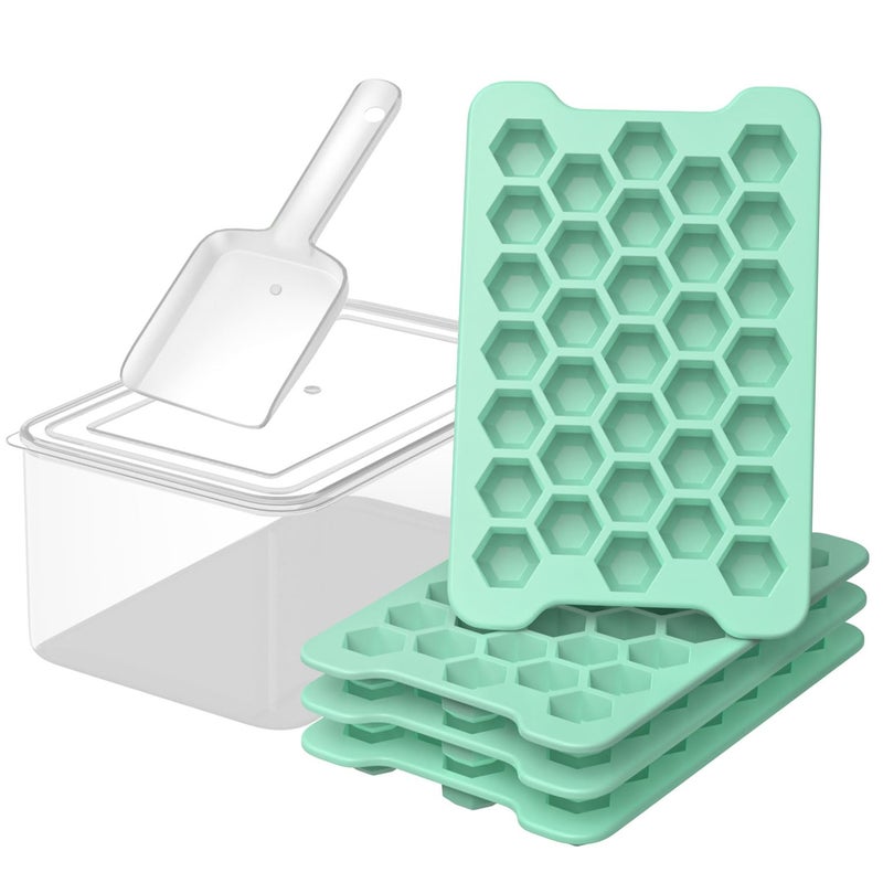 FDDAI Small Ice Cube Tray for Freezer: FDDAI Easy Release Ice Cube Maker - Plastic Stackable Cubed Ice Trays and Bin - Making Tiny Honeycomb Icecubes - Image 1