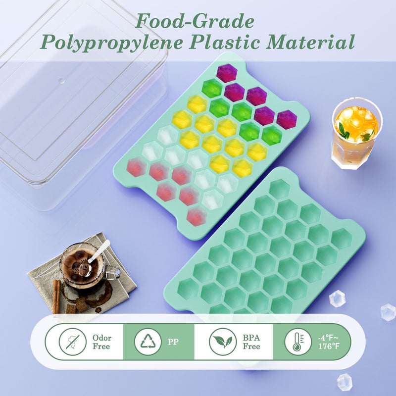FDDAI Small Ice Cube Tray for Freezer: FDDAI Easy Release Ice Cube Maker - Plastic Stackable Cubed Ice Trays and Bin - Making Tiny Honeycomb Icecubes - Image 2