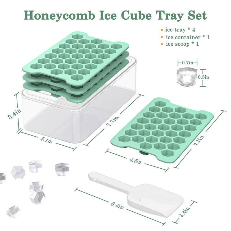 FDDAI Small Ice Cube Tray for Freezer: FDDAI Easy Release Ice Cube Maker - Plastic Stackable Cubed Ice Trays and Bin - Making Tiny Honeycomb Icecubes - Image 5
