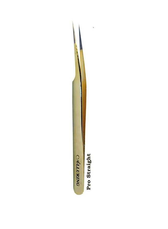 Alluring Gold Tweezers for Eyelash Extension - Pro Straight - Image 1