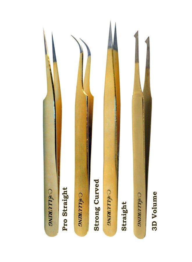 Alluring Gold Tweezers for Eyelash Extension - Pro Straight - Image 2