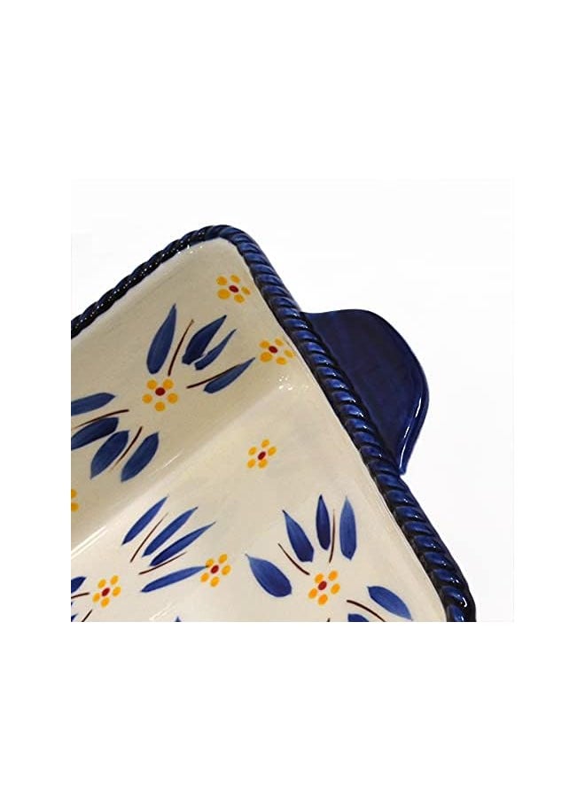 Temp-tations - Old World Bakeware Set,Take Baker Square Bakers with Tote Bag-Blue - Image 1