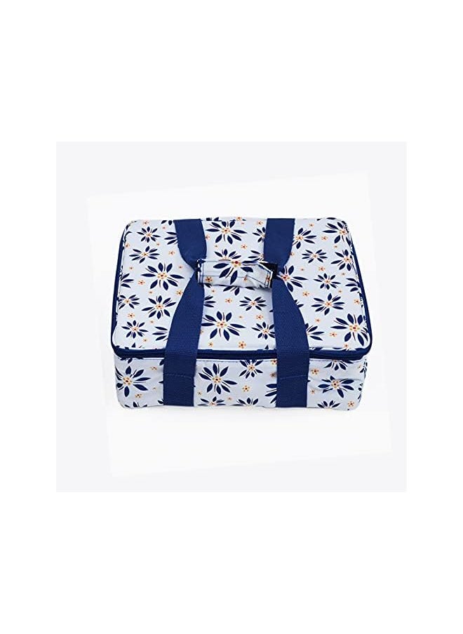 Temp-tations - Old World Bakeware Set,Take Baker Square Bakers with Tote Bag-Blue - Image 1