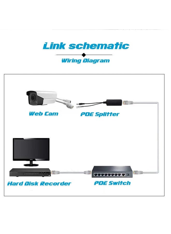 Gigabit PoE Splitter 12V 2A, with IEEE 802.3af/at Complian 10-100-1000Mbps Power Over Ethernet Splitter Adapter, for Security IP Camera, Voip Phone, AP, CCTV Surveillance  - Image 3